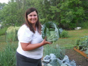  Carolyn with cabbage DSCN0027